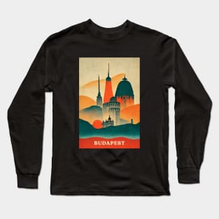 Budapest Retro Travel Long Sleeve T-Shirt